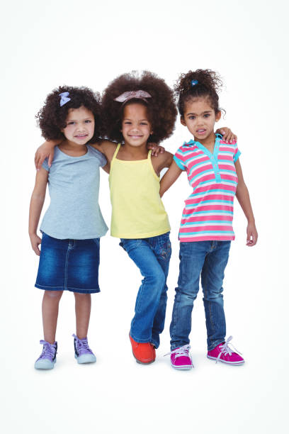 istock Cute girls hugging and looking at camera 666479974