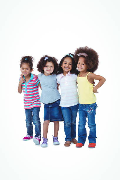 istock Cute girls hugging and looking at camera 666480142