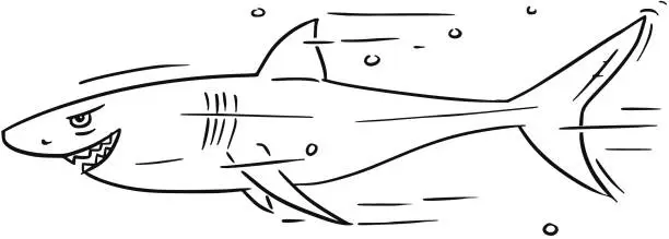 Vector illustration of Cartoon Vector of Dangerous Smiling Shark