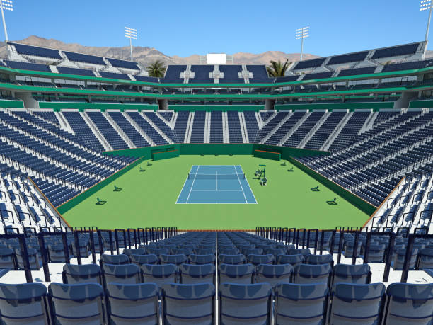 istock 3D render of beutiful modern tennis masters 1000  lookalike stadium 666487048