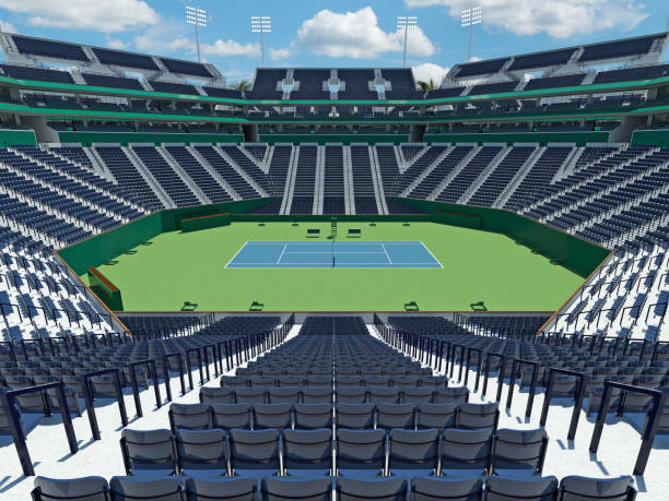 istock 3D render of beutiful modern tennis masters 1000  lookalike stadium 666487058