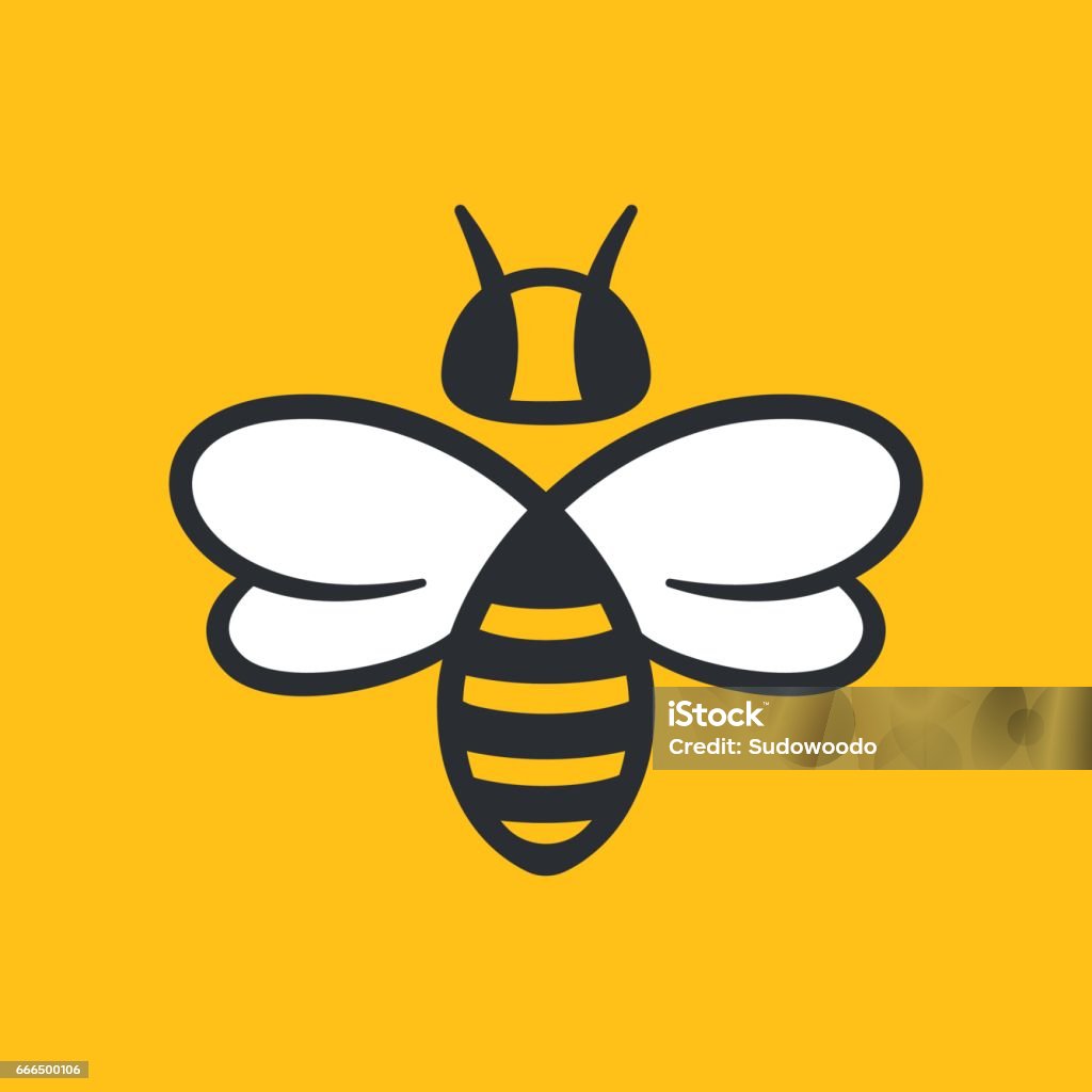 Пчела Логотип дизайн - Векторная графика В стиле минимализма роялти-фри