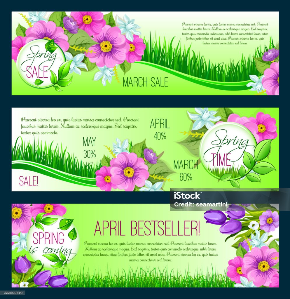 Spring Vector Floral Banners Stock Illustration - Download Image Now ...