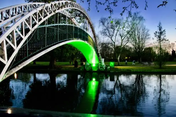 Bridge with a green light.