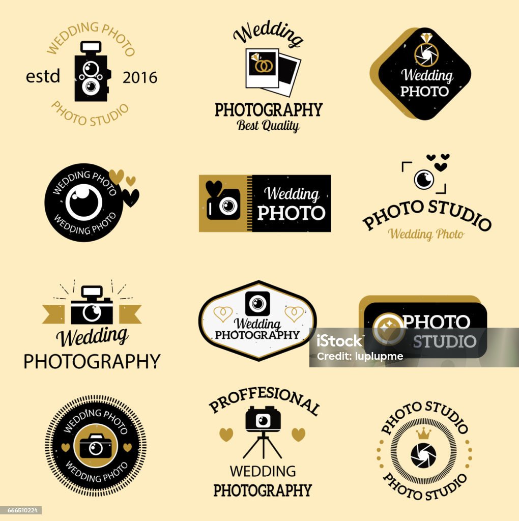 Photographer icons vector set Set of photography and photo studio icon Logo stock vector