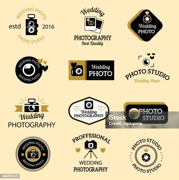 Photographer Icons Vector Set Stock Illustration - Download Image Now - Logo, Camera - Photographic Equipment, Photography Themes