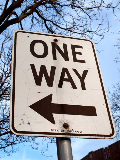 istock Trafic sign of one way 666526782