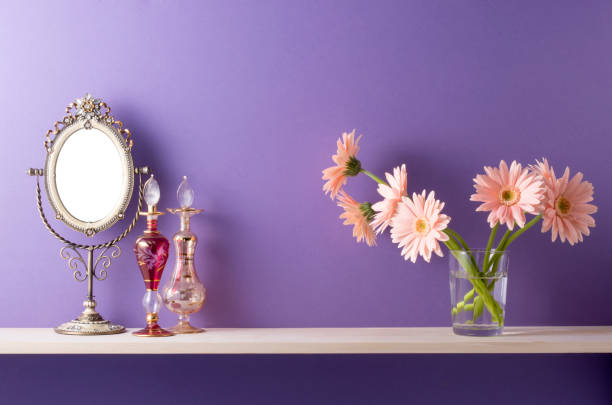 istock a room with purple walls and shelves 666539748