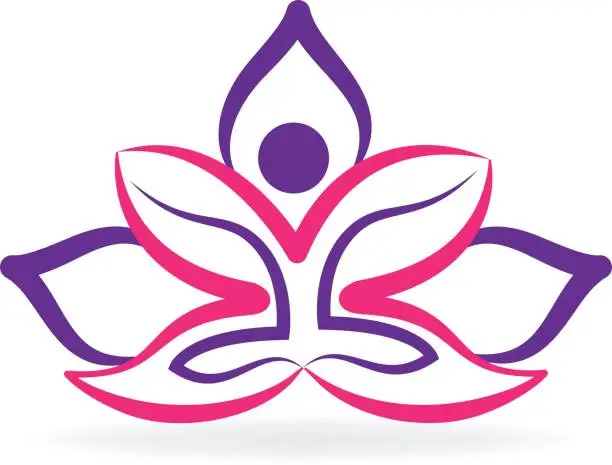 Vector illustration of Lotus flower meditation yoga logo