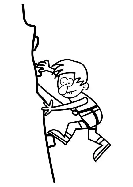 Vector illustration of Boy od climbing wall