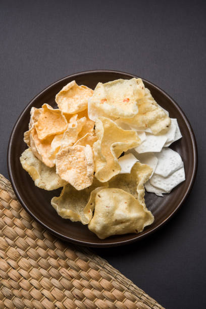variety of Indian snack deep fried and roasted papad