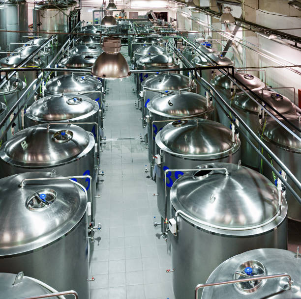 istock Rows of cisterns from food stainless steel 666563682