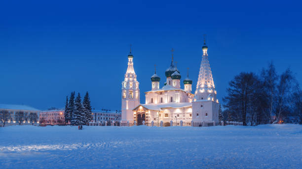 die kirche von elia, der prophet (ilia prorok) in yaroslavl, russland - yaroslavl russia religion church stock-fotos und bilder