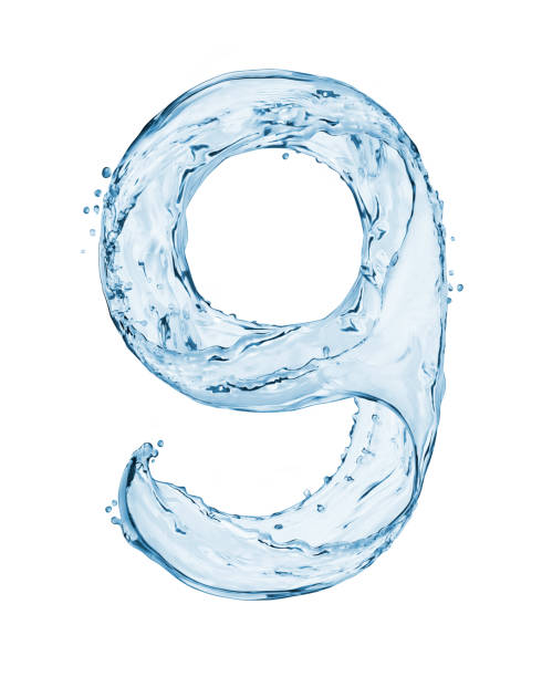 istock Number 9 made with a splashes of water isolated on white background 666566910