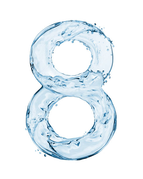 istock Number 8 made with a splashes of water isolated on white background 666566912