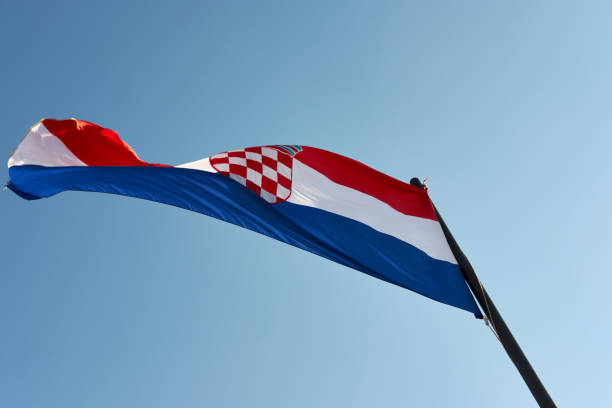 istock Croatian Flag in the wind 666570346