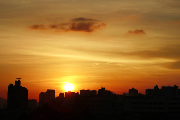 istock Sunset at city of hk with silhouette 666572964