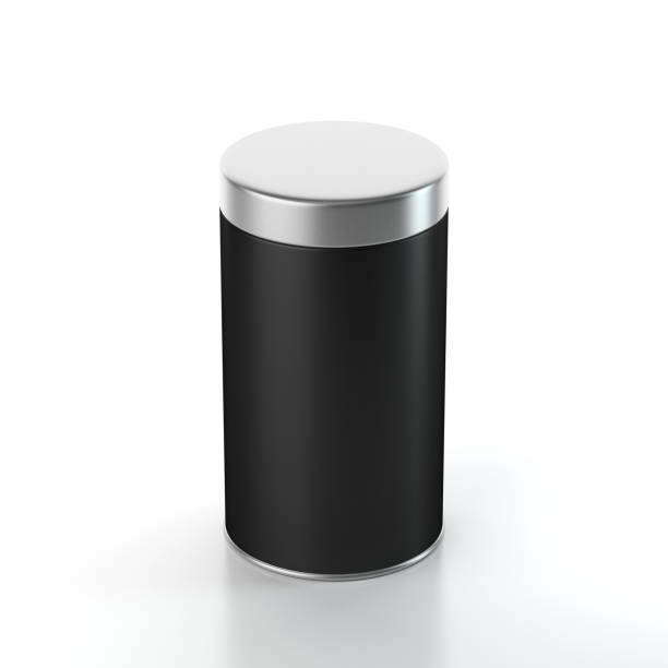 istock Aluminum Black Tin Can packaging Mockup with metal lid 666576084