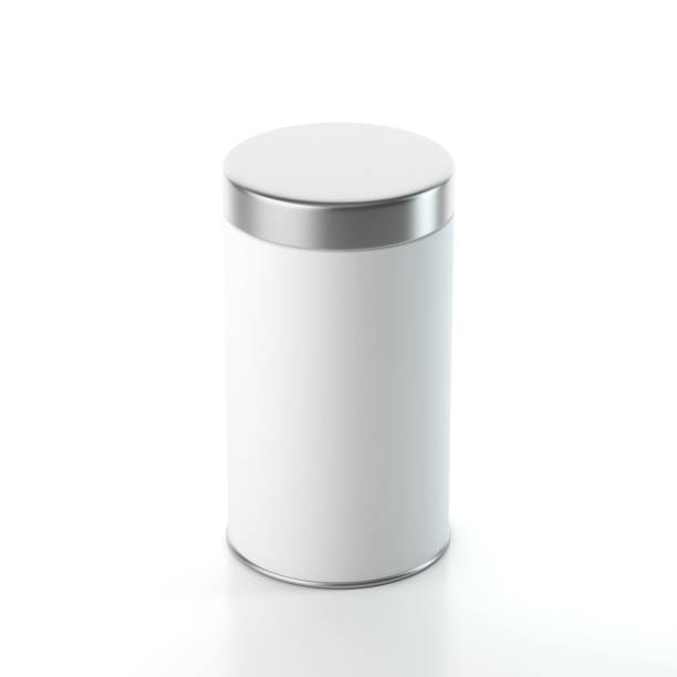 istock Aluminum white Tin Can BOX packaging Mockup with metal lid 666576092