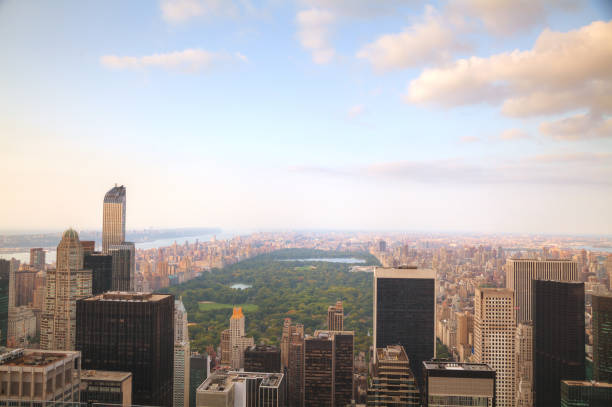 istock Manhattan cityscape with the Central Park 666576980