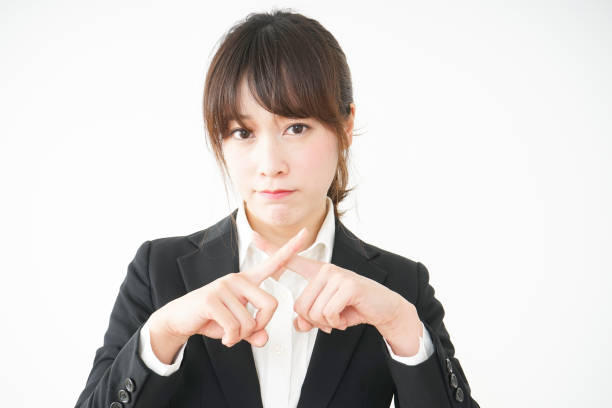 istock Young business woman showing NO gesture 666580450
