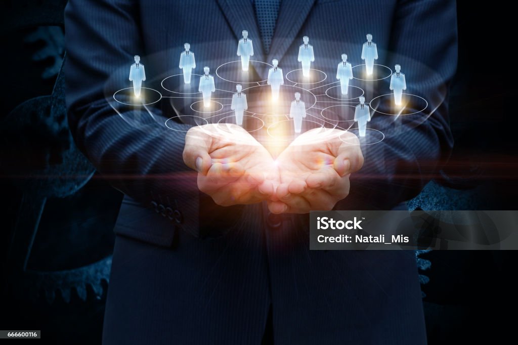 Network of consumers in the hands. Network of consumers in the hands of a businessman. Customer Stock Photo