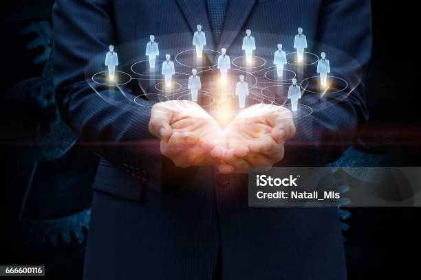 Network Of Consumers In The Hands Stock Photo - Download Image Now - Customer, Care, Leadership