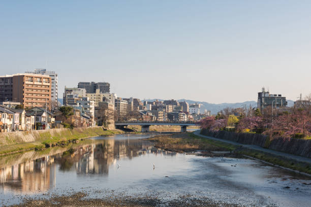 istock Kamo river view - Kyoto Japan - Gojo bridge 666600252