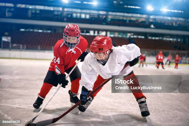 Children Play Ice Hockey Stock Photo - Download Image Now - Hockey, Child, Ice Hockey