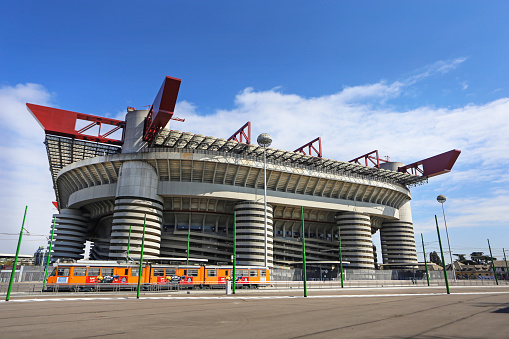 The Stadio Giuseppe Meazza also known as San Siro, is a football stadium in the San Siro district of Milan, Italy, which is the home of A.C. Milan and Inter Milan. It has a seating capacity of 80,018, making it one of the largest stadiums in Europe, and the largest in Italy.