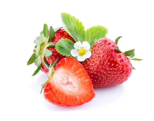 istock Strawberries with leaves and blossom 666616974