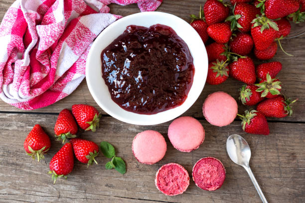 istock Homemade organic red strawberry jam 666617100