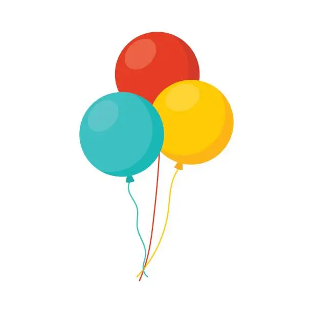 Vector illustration of Bunch of balloons in cartoon flat style isolated on white background