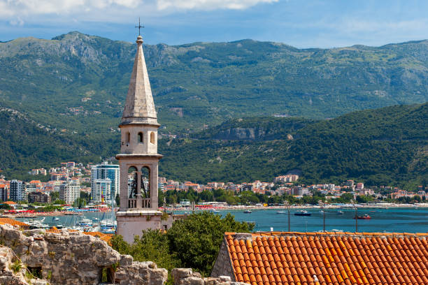 Tower in Stari Grad Budva, Montenegro stock photo