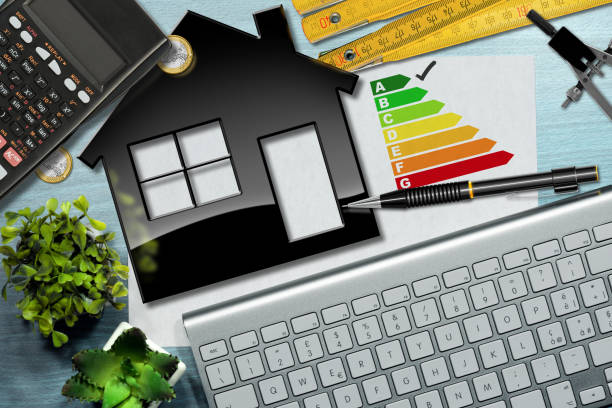 istock Energy Efficiency Rating with House Model 666627528