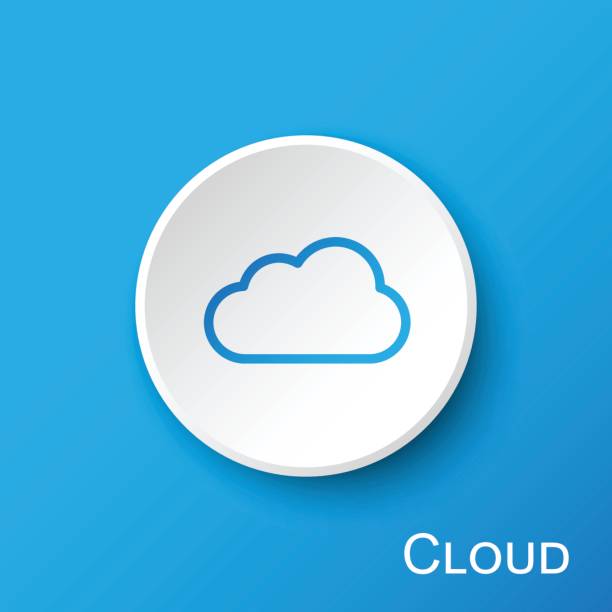 Cloud button on blue gradient background Cloud button on blue gradient background easy button image stock illustrations