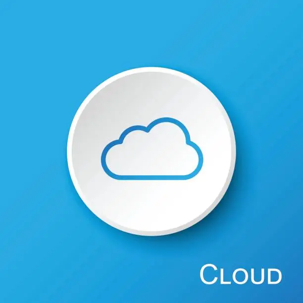 Vector illustration of Cloud button on blue gradient background