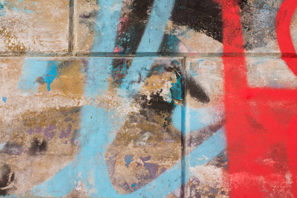 istock Decorative texture background, colorful grunge wall with graffiti fragment 666637044