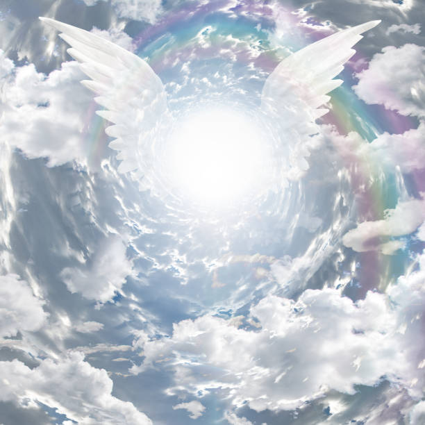 anielskie obecności w tunelu światła - morbid angel stock illustrations