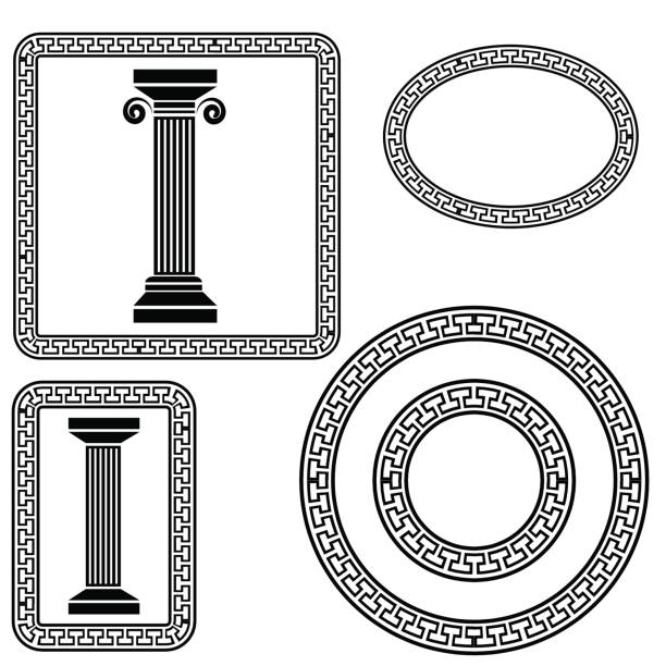 символы греческой рамы - stability architecture roman decoration stock illustrations