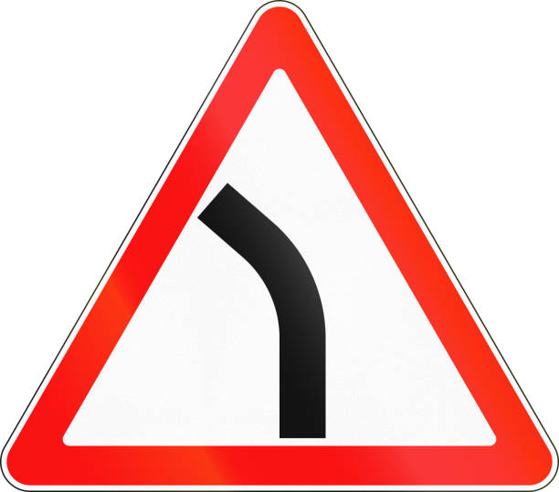 istock Road sign used in Russia - Dangerous bend 666641348
