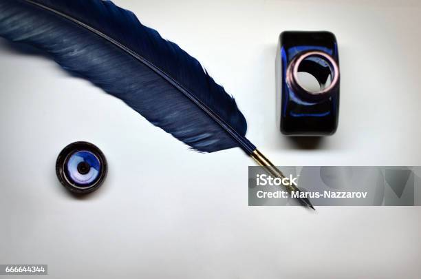 Ink And Quill Stock Photo - Download Image Now - Quill Pen, Feather, Pen