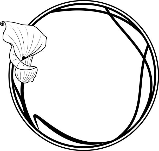 ilustrații de stoc cu cadru rotund cu crin - art nouveau