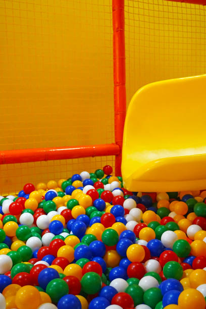 istock Children's play room with multi-colored hollow balls 666671590