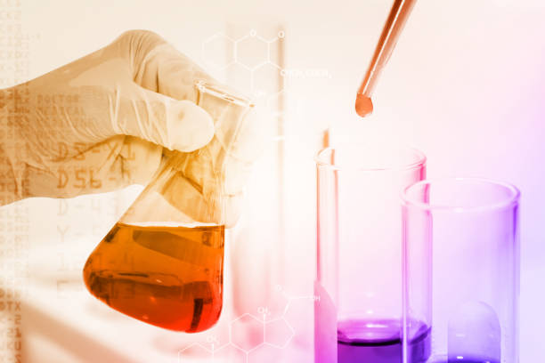 istock scientist with equipment and science experiments ,Laboratory glassware containing chemical liquid, science research,science background and science concept. 666682054