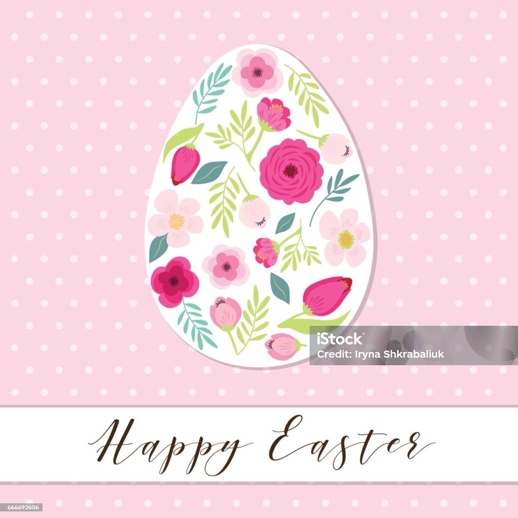 Đẹp Cổ Điển Happy Easter Thiệp Như Khung Hình Trứng Với Bàn Tay Vẽ ...