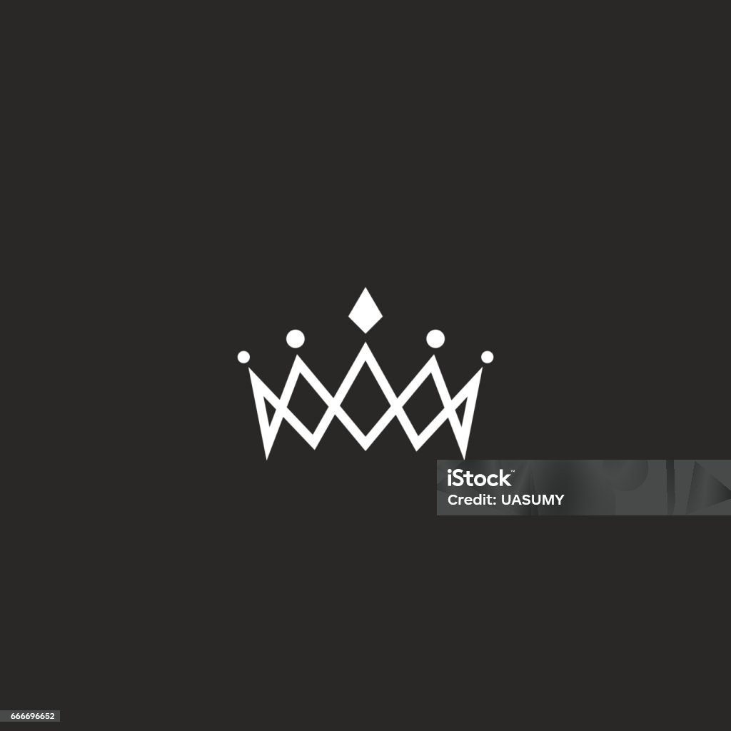Royal crown icon mockup monogram, jewel tiara princess beauty symbol, thin line design element Crown - Headwear stock vector