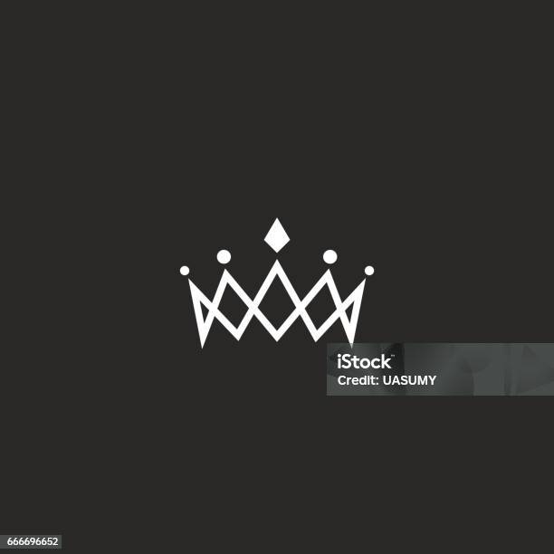 Royal Crown Icon Mockup Monogram Jewel Tiara Princess Beauty Symbol Thin Line Design Element Stock Illustration - Download Image Now