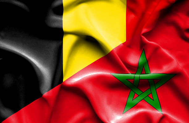 illustrazioni stock, clip art, cartoni animati e icone di tendenza di bandiera del marocco e del belgio - belgium morocco