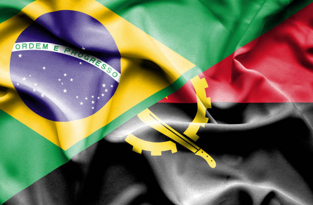 istock Waving flag of Angola and Brazil 666713716